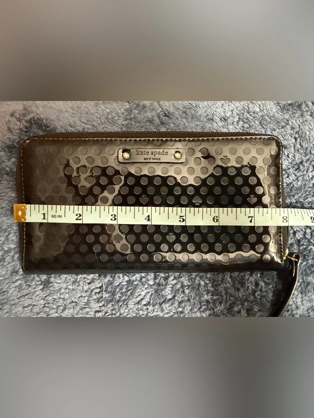 Kate spade Black Patent Dot Zip-Around Wallet